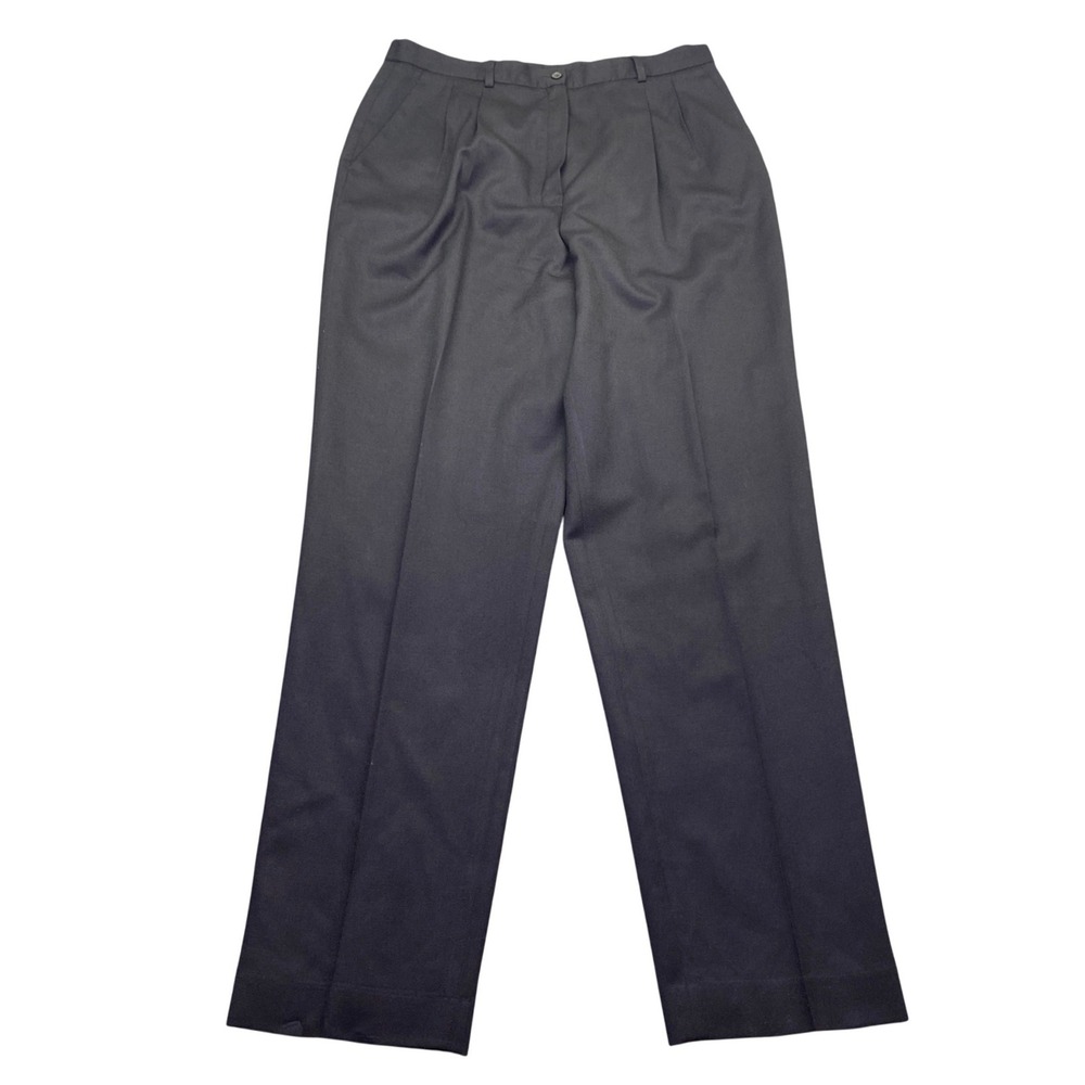 Pendleton Womens 16 Tall Black 100% Virgin Wool Pleated High Rise Trousers Pants
